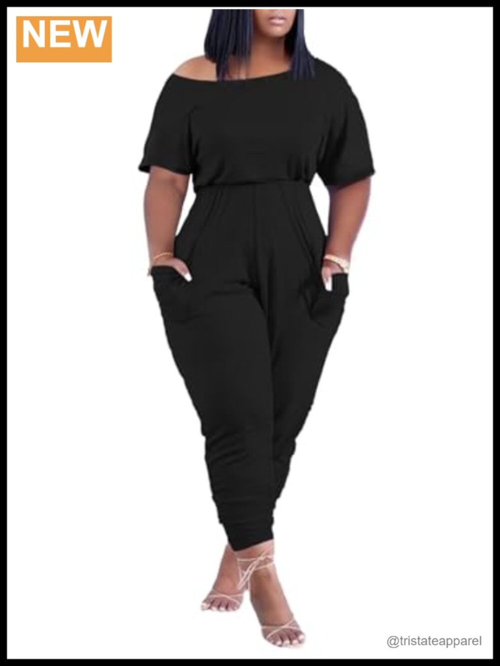 Plus Size Off Shoulder Jumpsuit Romper with Pockets Short Sleeve Casual